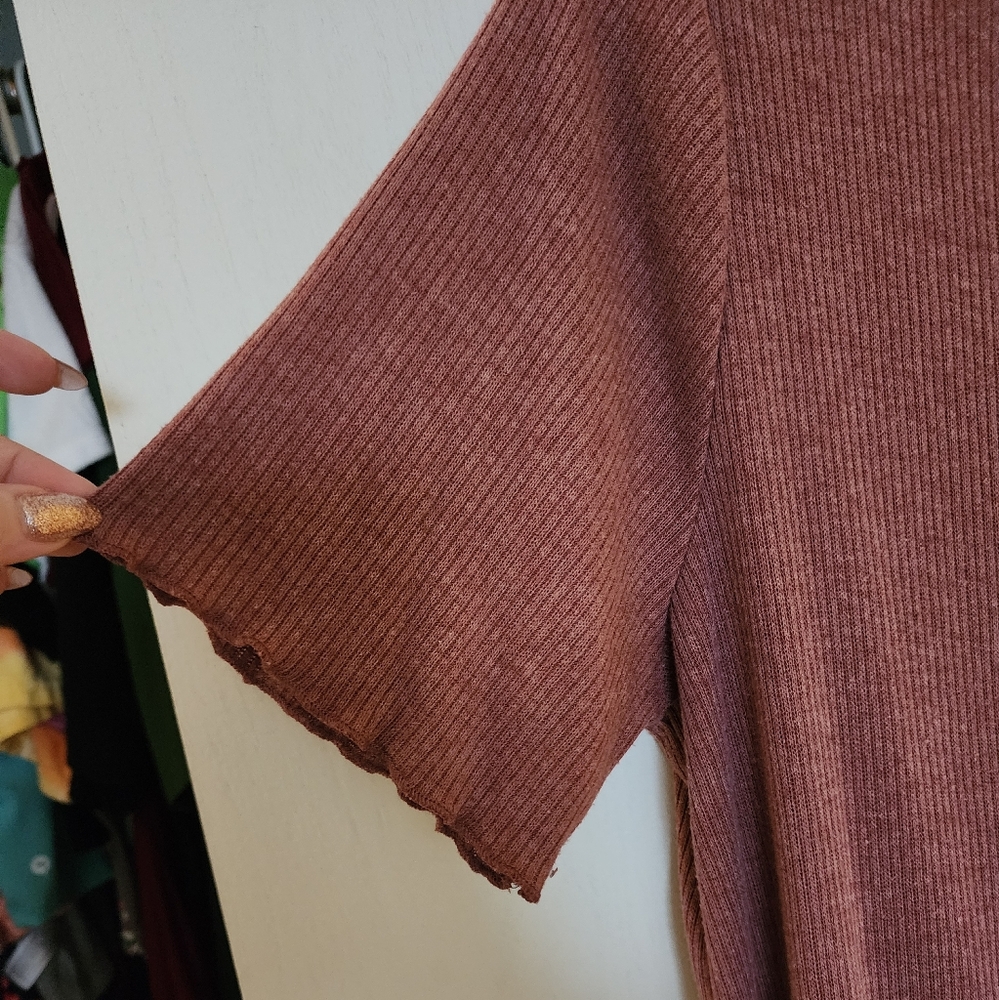 Pink Ruffle Mock Neck Top 2X - Picture 3 of 5